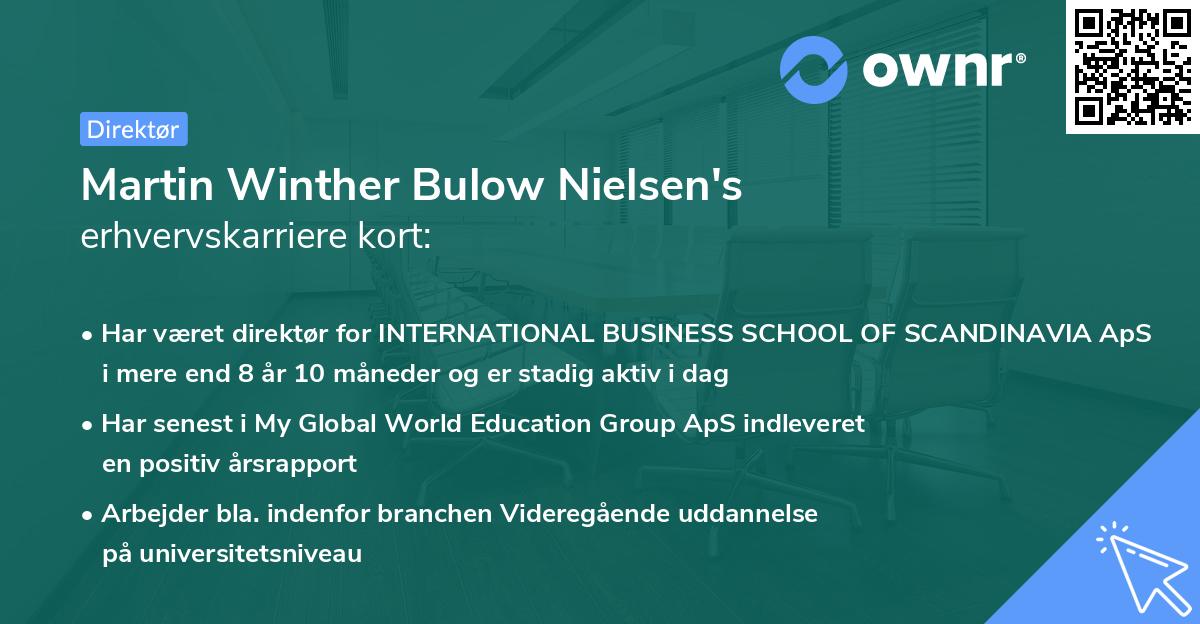 Martin Winther Bulow Nielsen's erhvervskarriere kort