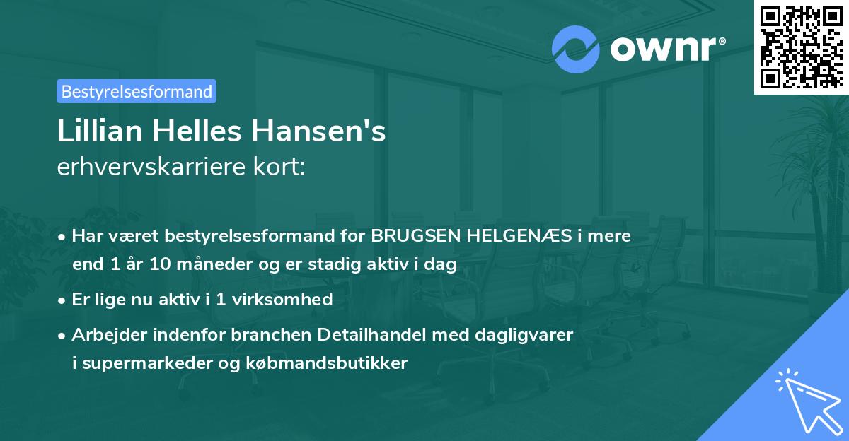 Lillian Helles Hansen's erhvervskarriere kort