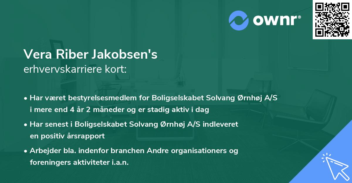 Vera Riber Jakobsen's erhvervskarriere kort