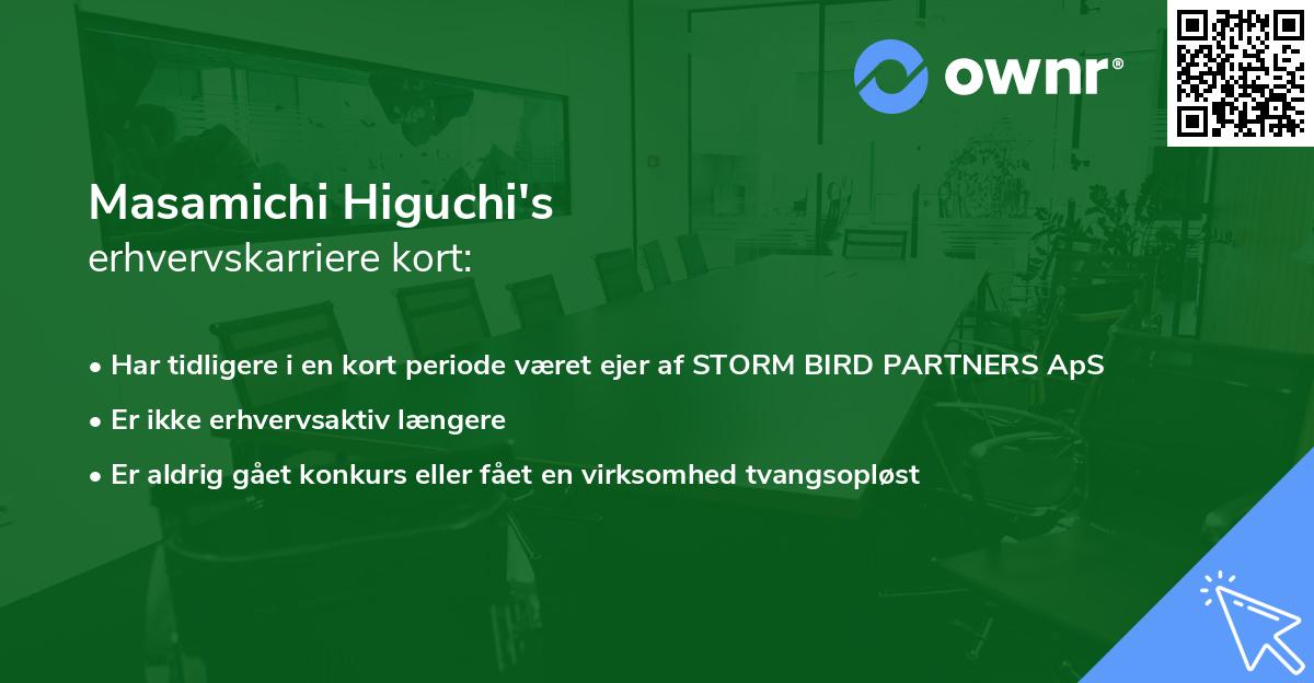 Masamichi Higuchi's erhvervskarriere kort
