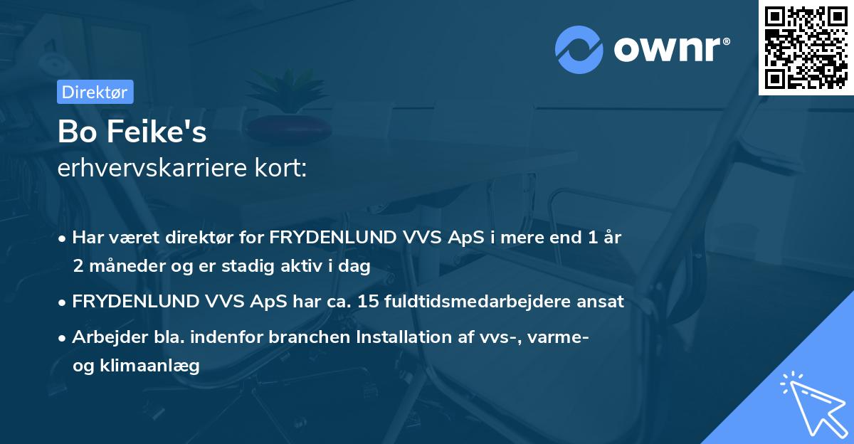 Bo Feike's erhvervskarriere kort