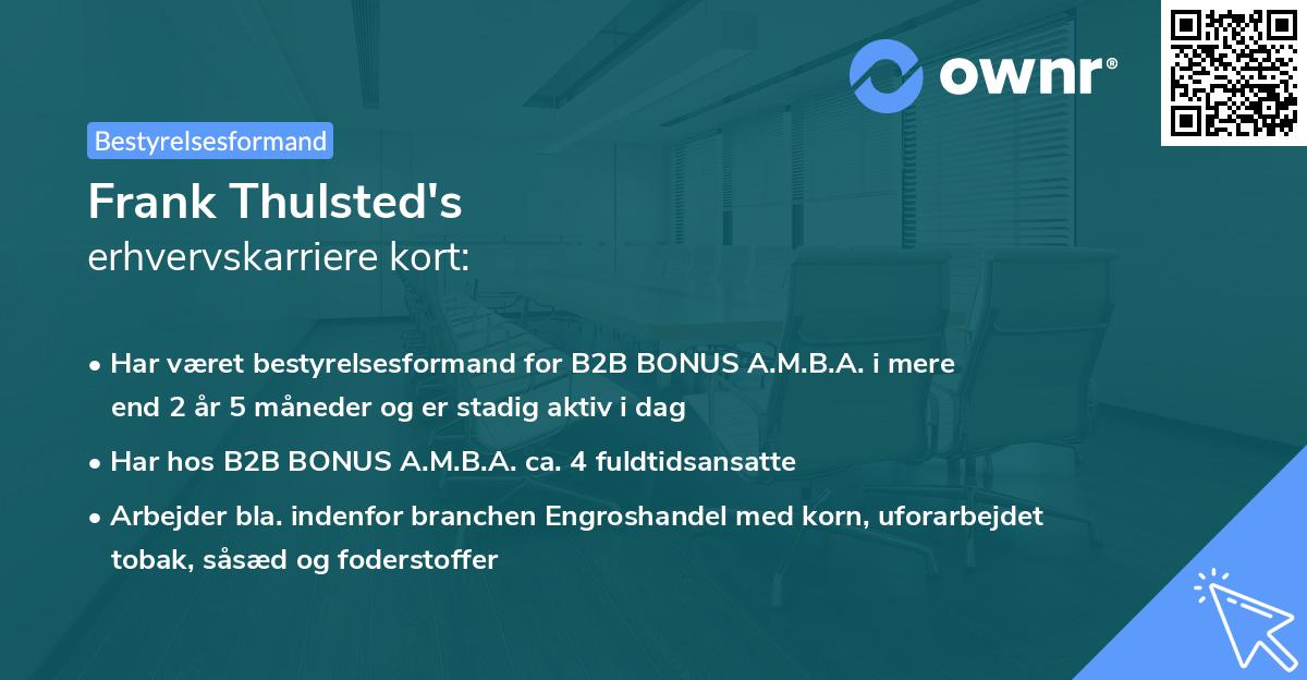 Frank Thulsted's erhvervskarriere kort