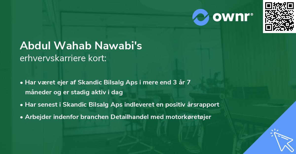 Abdul Wahab Nawabi's erhvervskarriere kort