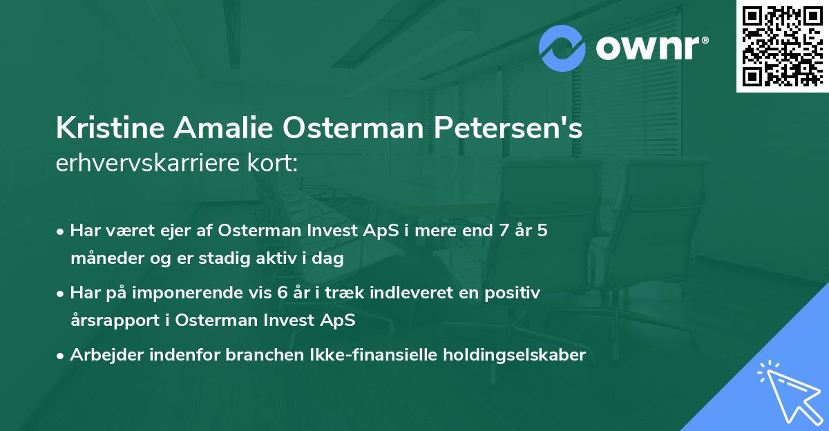 Kristine Amalie Osterman Petersen's erhvervskarriere kort