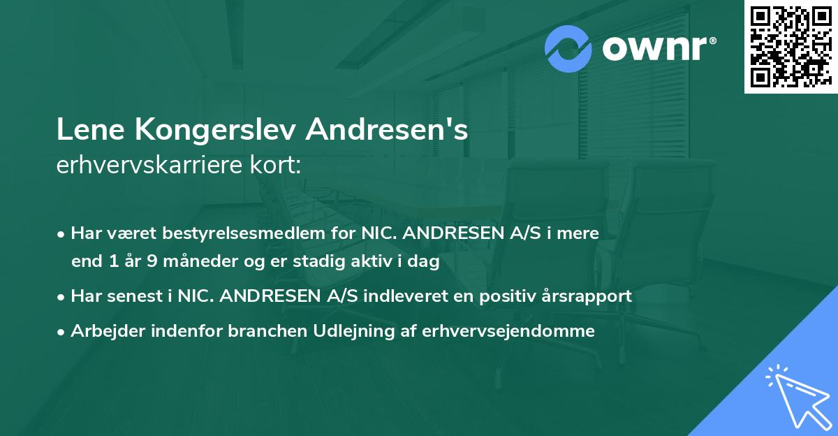 Lene Kongerslev Andresen's erhvervskarriere kort