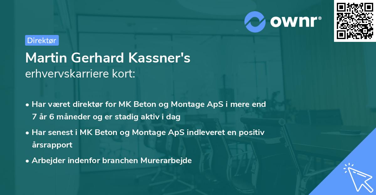 Martin Gerhard Kassner's erhvervskarriere kort