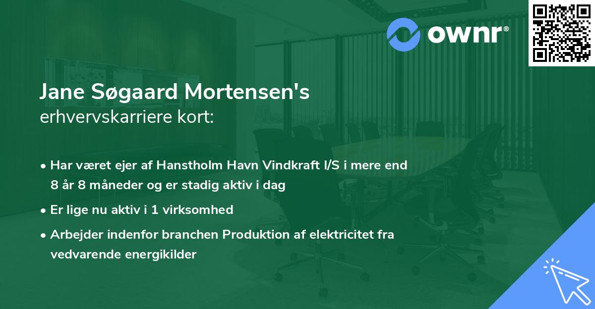 Jane Søgaard Mortensen's erhvervskarriere kort