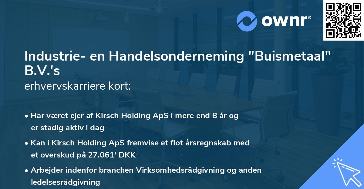 Industrie- en Handelsonderneming "Buismetaal" B.V.'s erhvervskarriere kort