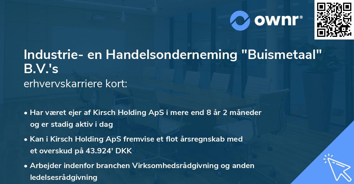 Industrie- en Handelsonderneming "Buismetaal" B.V.'s erhvervskarriere kort