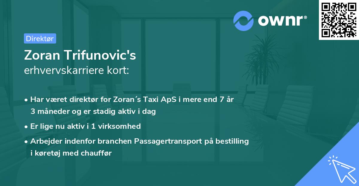 Zoran Trifunovic's erhvervskarriere kort