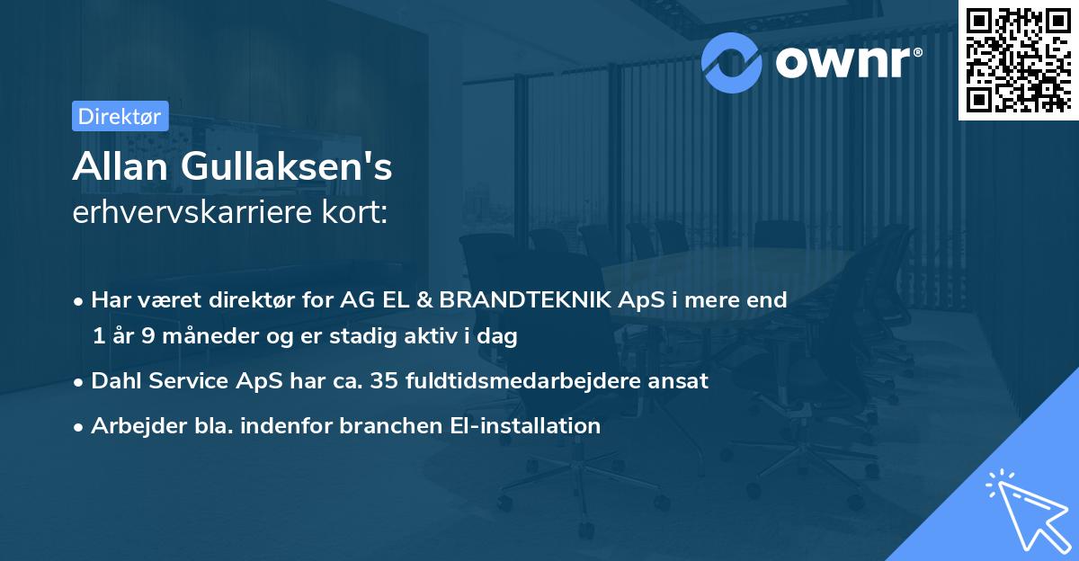 Allan Gullaksen's erhvervskarriere kort