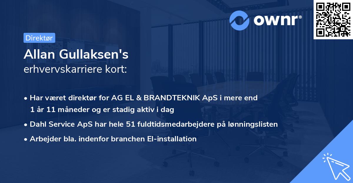 Allan Gullaksen's erhvervskarriere kort