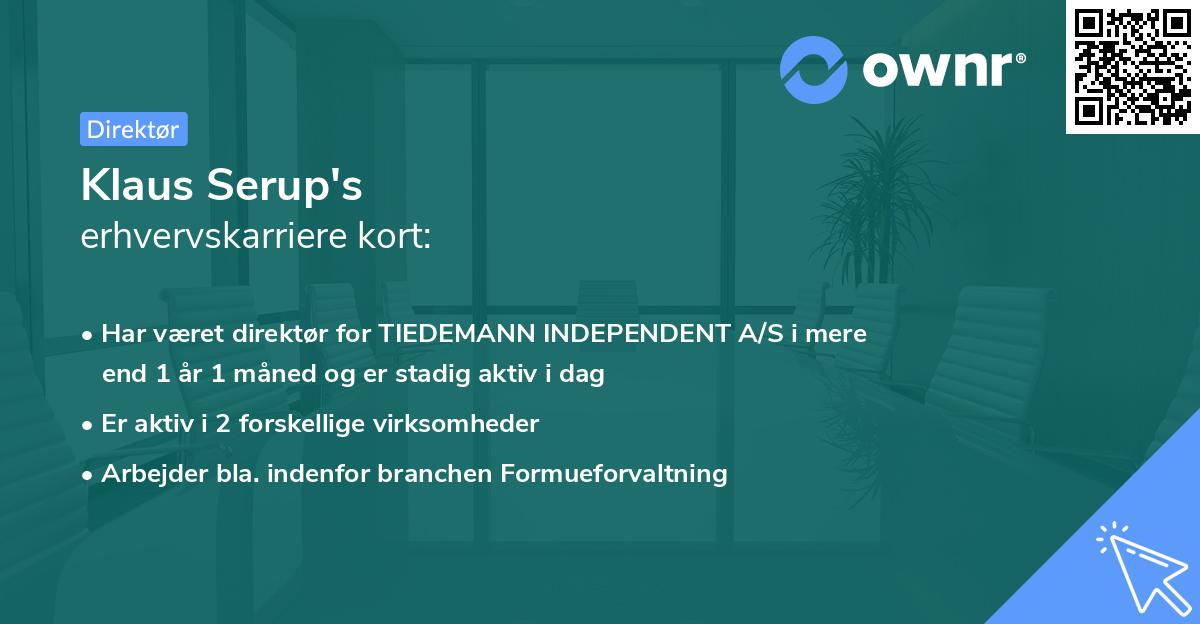 Klaus Serup's erhvervskarriere kort