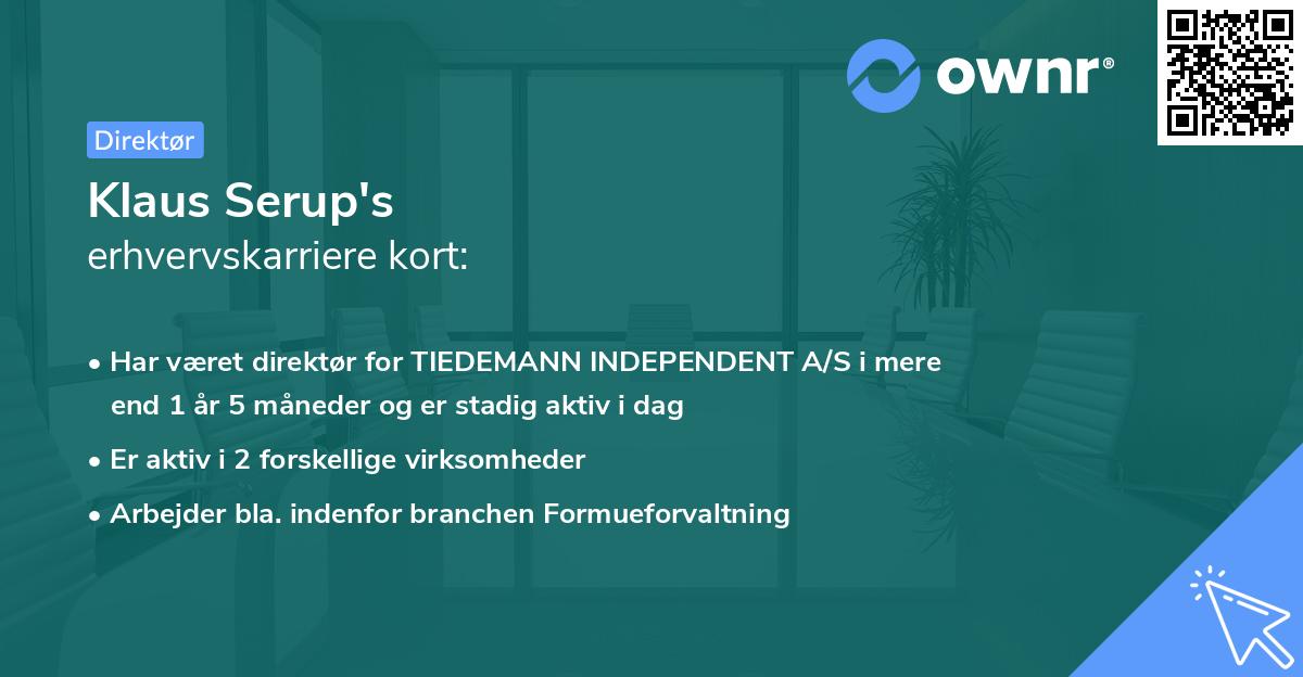 Klaus Serup's erhvervskarriere kort