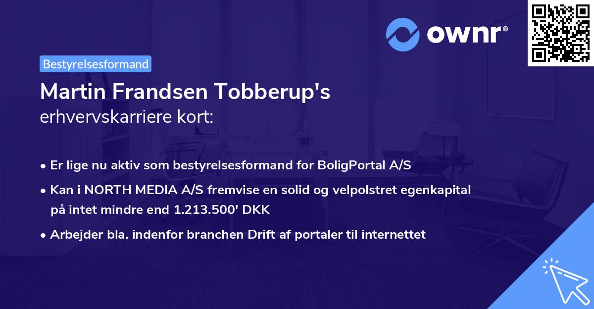 Martin Frandsen Tobberup's erhvervskarriere kort