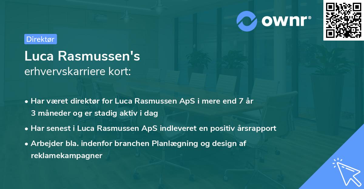 Luca Rasmussen's erhvervskarriere kort