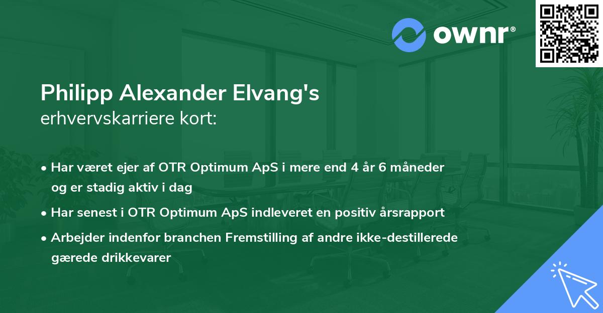 Philipp Alexander Elvang's erhvervskarriere kort