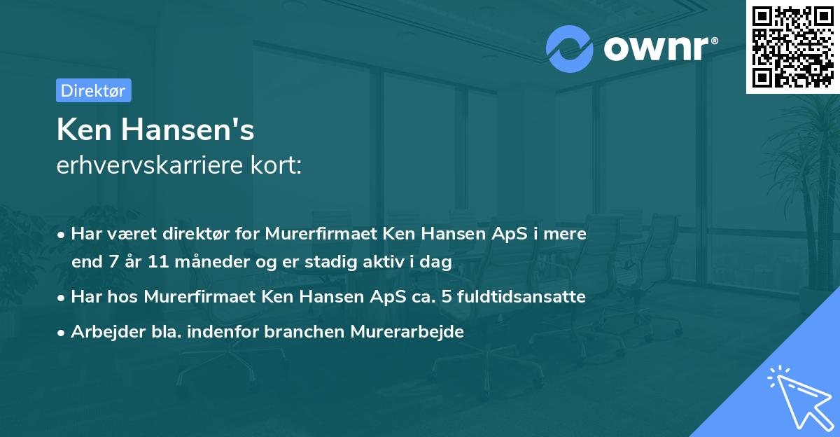 Ken Hansen's erhvervskarriere kort