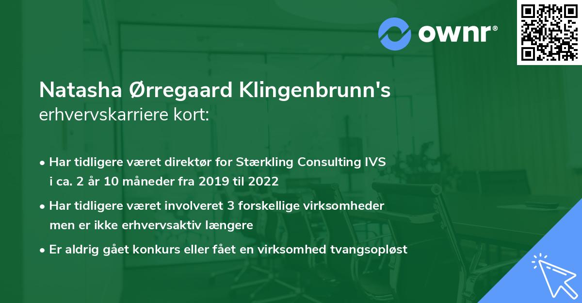 Natasha Ørregaard Klingenbrunn's erhvervskarriere kort