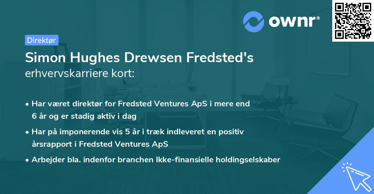 Simon Hughes Drewsen Fredsted's erhvervskarriere kort