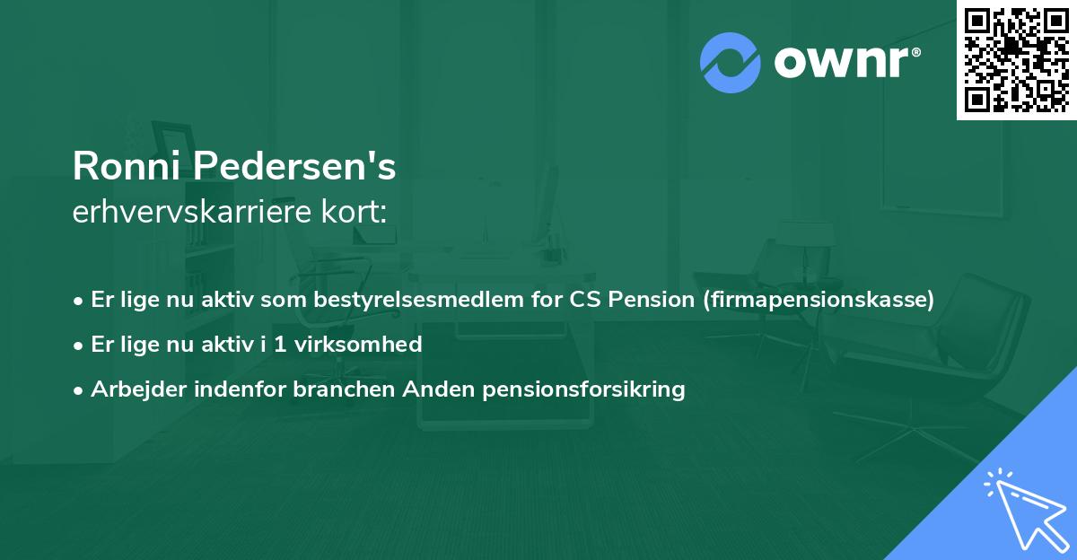 Ronni Pedersen's erhvervskarriere kort