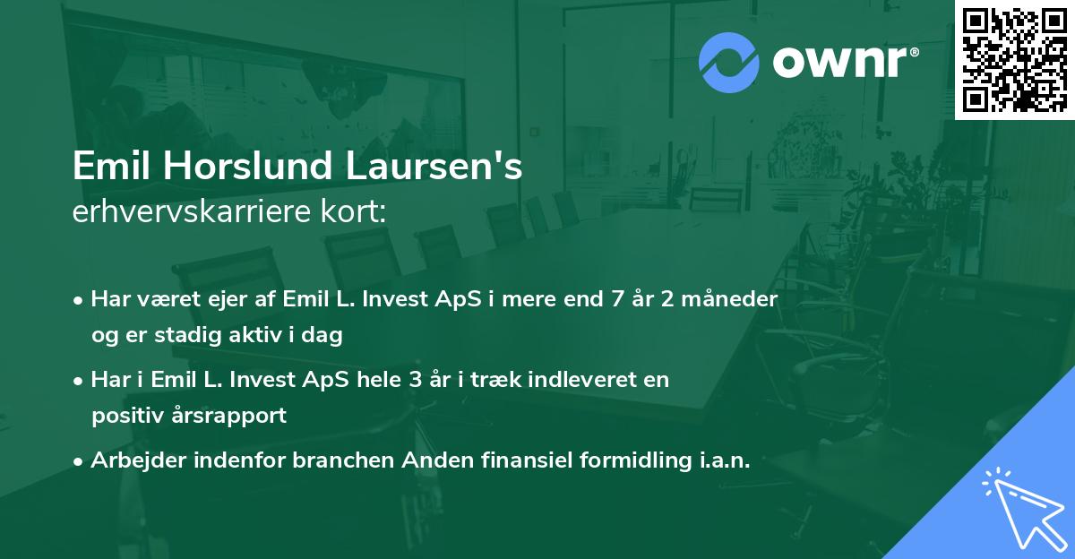 Emil Horslund Laursen's erhvervskarriere kort