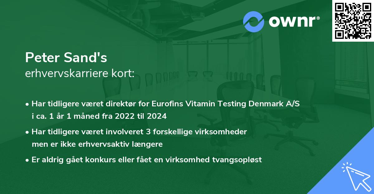 Peter Sand's erhvervskarriere kort