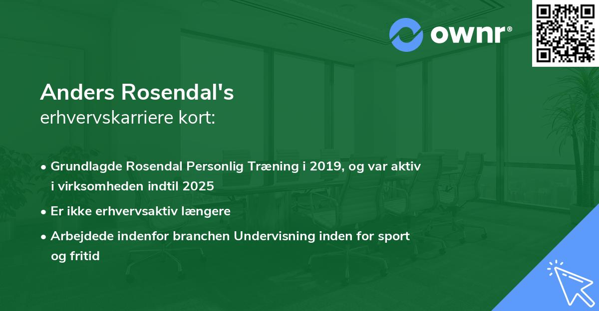 Anders Rosendal's erhvervskarriere kort