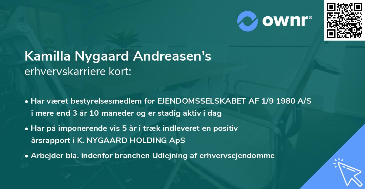 Kamilla Nygaard Andreasen's erhvervskarriere kort