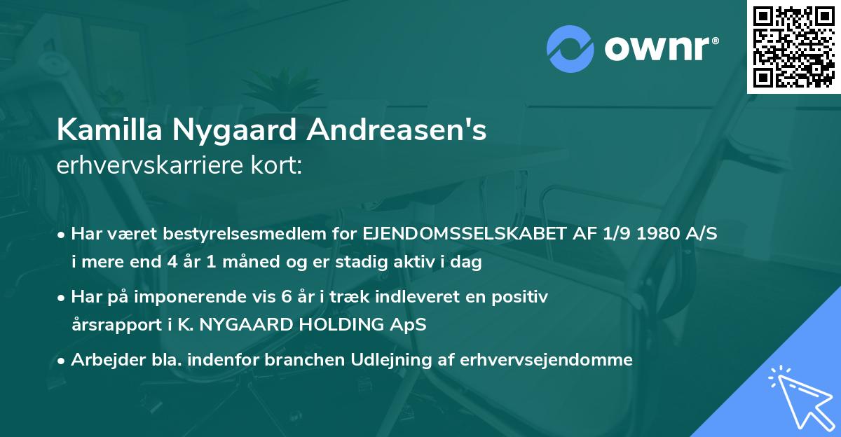 Kamilla Nygaard Andreasen's erhvervskarriere kort