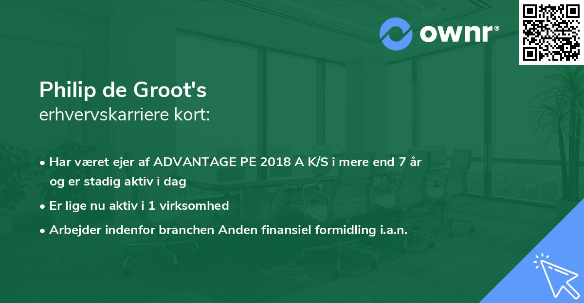 Philip de Groot's erhvervskarriere kort