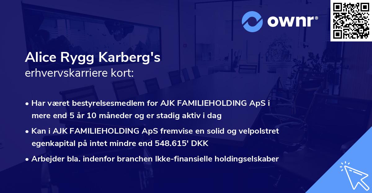 Alice Rygg Karberg's erhvervskarriere kort