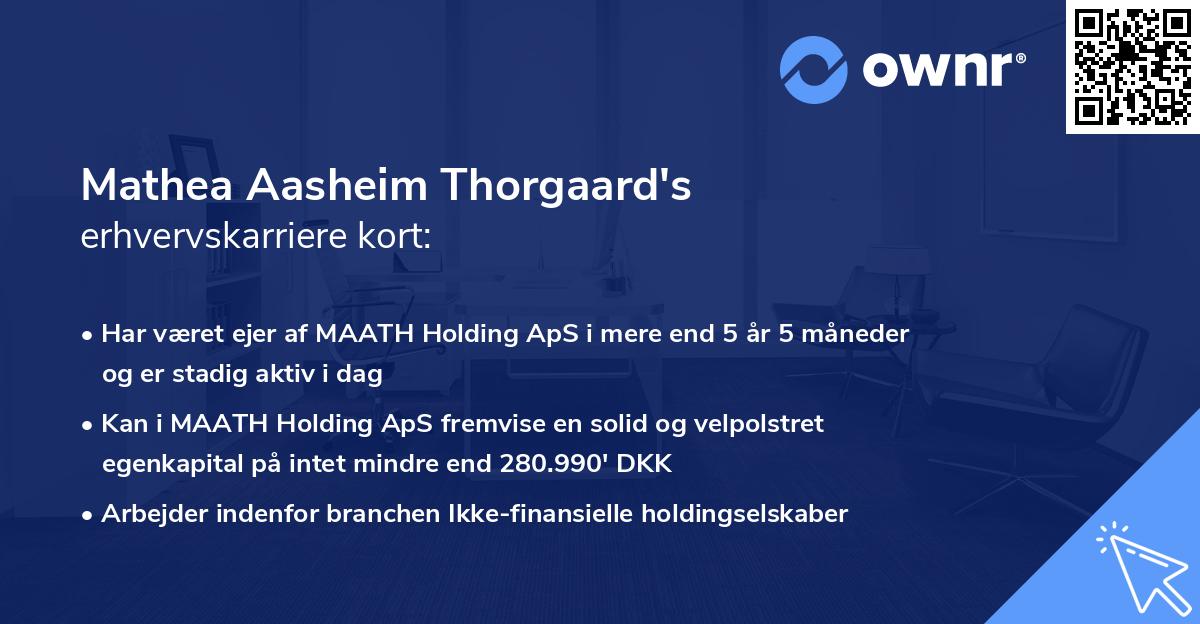 Mathea Aasheim Thorgaard's erhvervskarriere kort
