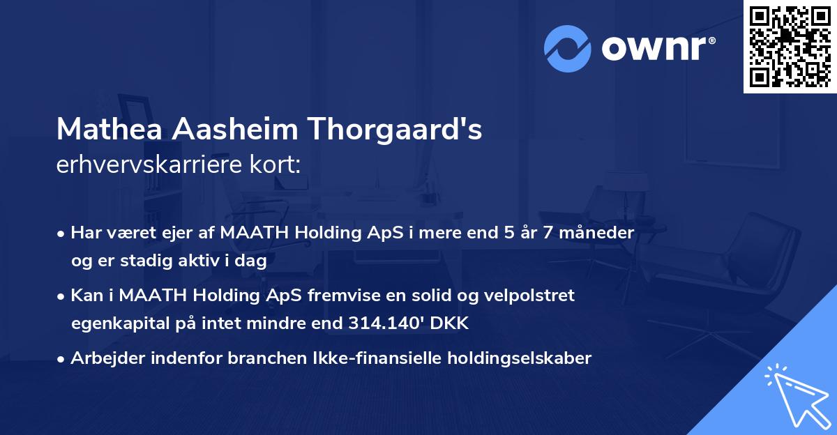 Mathea Aasheim Thorgaard's erhvervskarriere kort