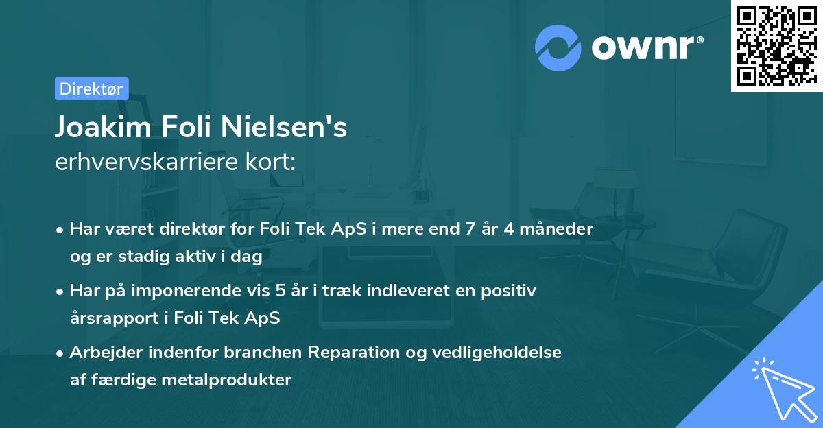 Joakim Foli Nielsen's erhvervskarriere kort