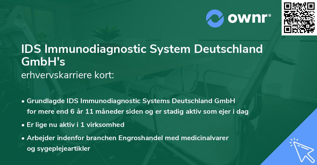 IDS Immunodiagnostic System Deutschland GmbH's erhvervskarriere kort