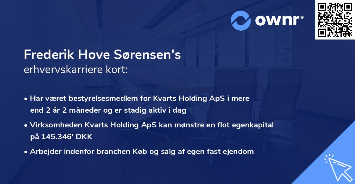 Frederik Hove Sørensen's erhvervskarriere kort