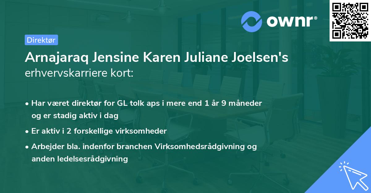 Arnajaraq Jensine Karen Juliane Joelsen's erhvervskarriere kort