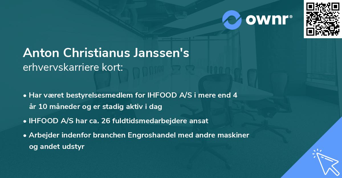 Anton Christianus Janssen's erhvervskarriere kort