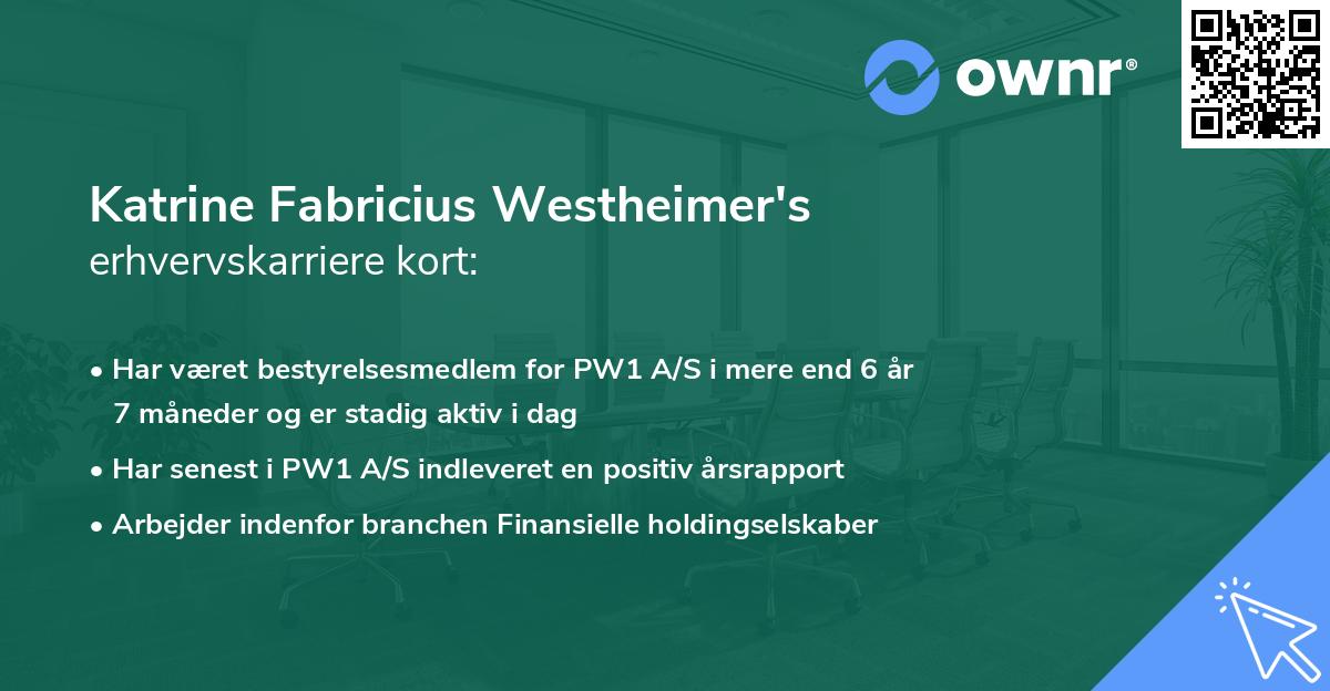 Katrine Fabricius Westheimer's erhvervskarriere kort