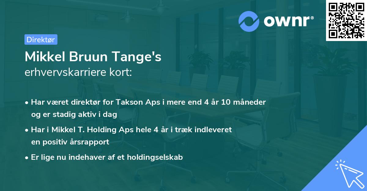 Mikkel Bruun Tange's erhvervskarriere kort