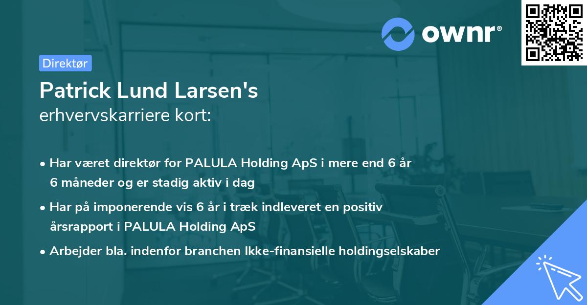 Patrick Lund Larsen's erhvervskarriere kort