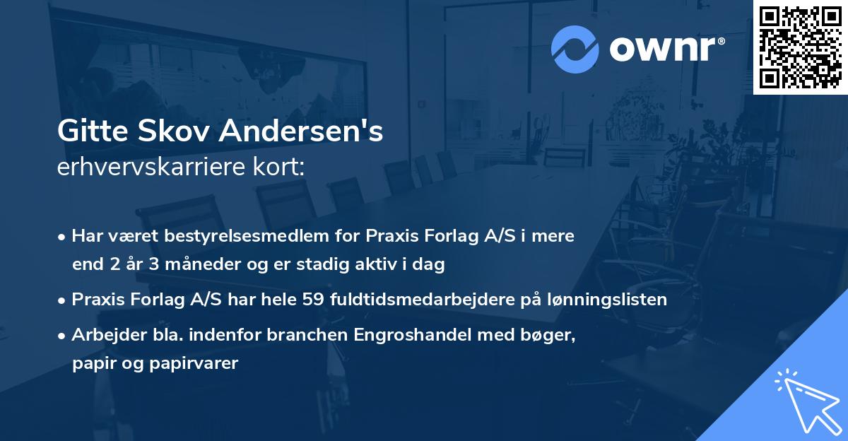 Gitte Skov Andersen's erhvervskarriere kort
