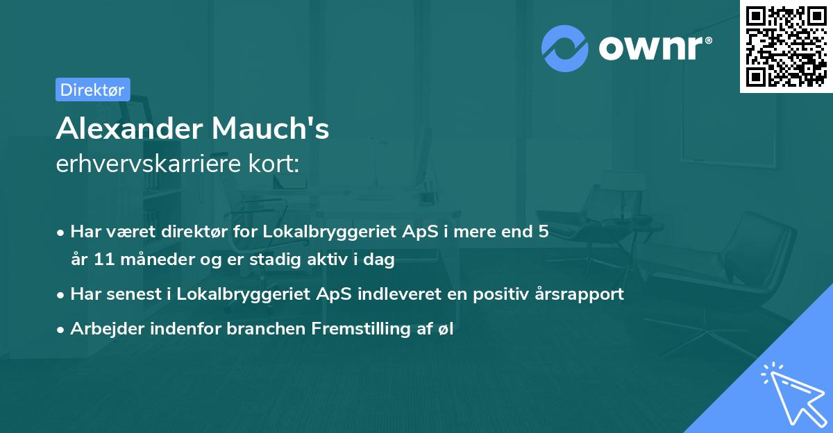 Alexander Mauch's erhvervskarriere kort