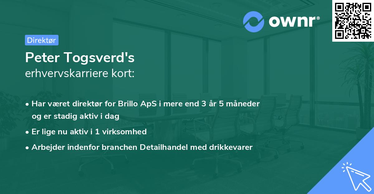 Peter Togsverd's erhvervskarriere kort