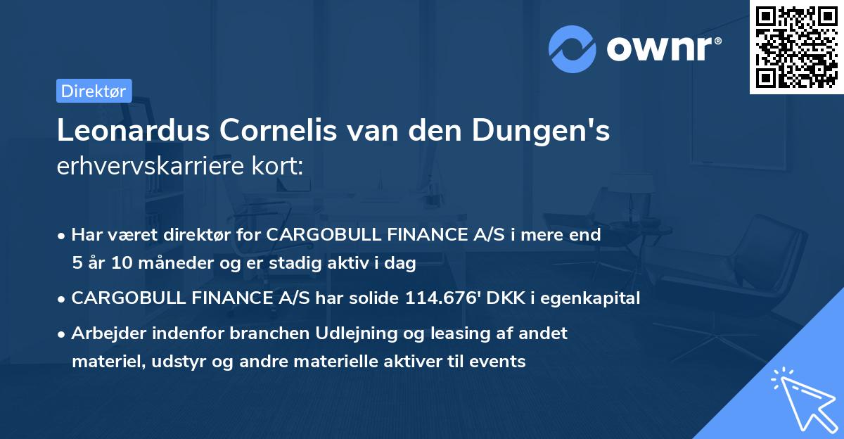 Leonardus Cornelis van den Dungen's erhvervskarriere kort