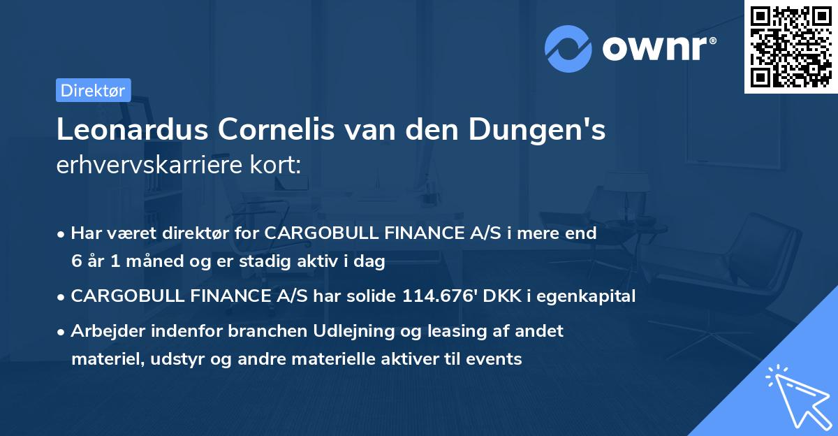 Leonardus Cornelis van den Dungen's erhvervskarriere kort