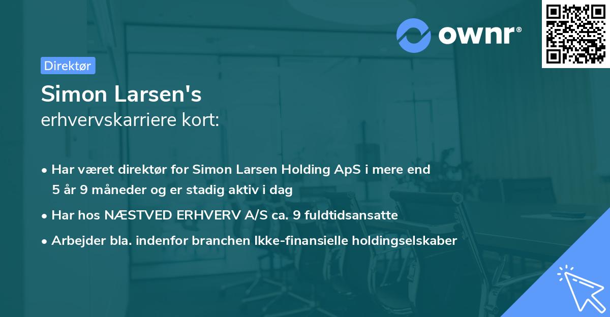 Simon Larsen's erhvervskarriere kort