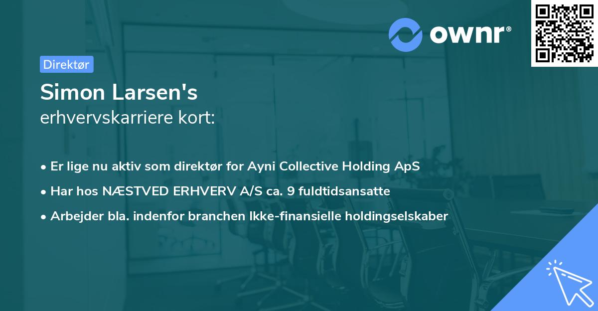 Simon Larsen's erhvervskarriere kort