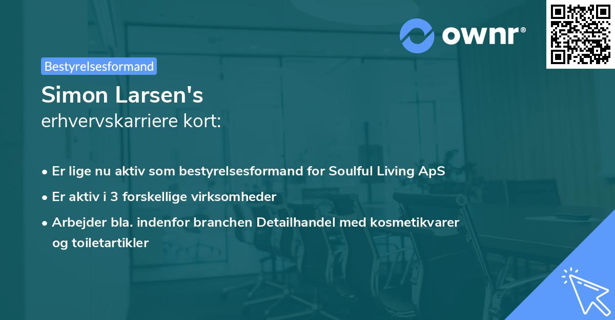 Simon Larsen's erhvervskarriere kort